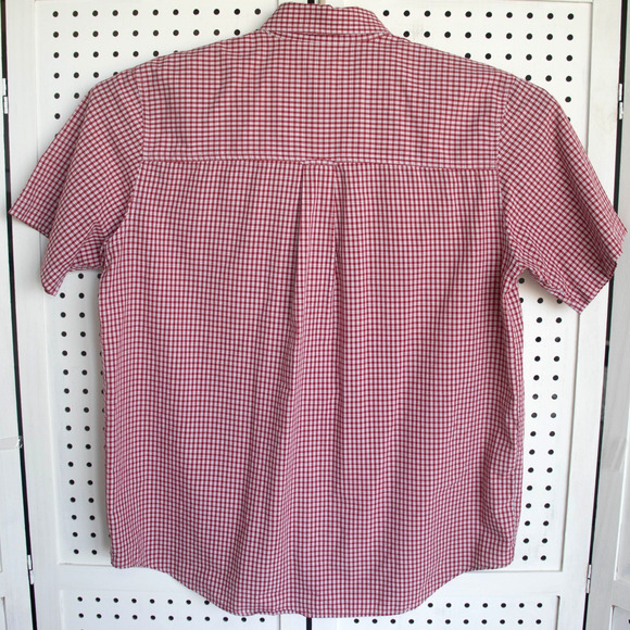 Chaps Easy Care Mens SIZE Large Shirt Red Short Sleeve Gingham Plaid - Picture 3 of 8